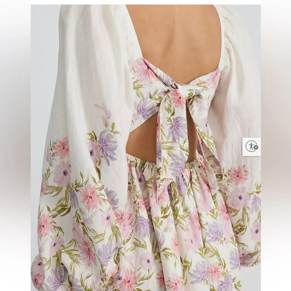 NWT Express Cream and Pink Floral Long Sleeve Dress - Picture 4 of 8